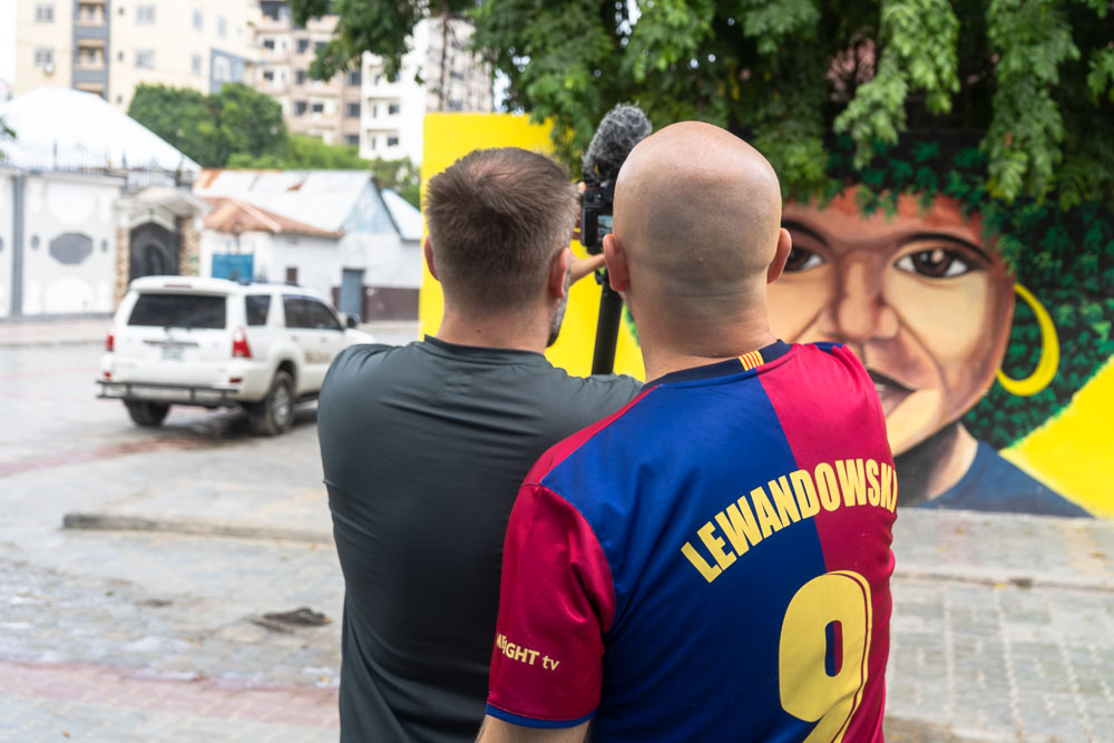 Polish tourists taking photo of street art in Mogadishu